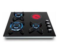 Plaque de cuisson mixte 3 gaz et 1 vitrocéramique - Double couronne 7400 W - Manettes