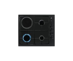 Plaque de cuisson mixte Electrolux EGL62821OB 4 foyers 3 gaz 1 électrique 7000 W Noir émaillé, manettes à droite, sécurité gaz automatique