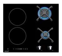 Plaque de cuisson mixte gaz et induction 4 foyers - 2 gaz et 2 induction avec booster - 6900 Watts - Grilles fontes