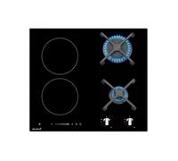 Plaque de cuisson mixte gaz et induction 4 foyers - 2 gaz et 2 induction avec booster - 6900 Watts - Grilles fontes