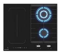 PLAQUE DE CUISSON MIXTE INDUCTION ET GAZ 4 ZONES - VERRE NOIR - ZONE FLEXIBLE AVEC BOOSTER ET DOUBLE COURONNE 8700 W - BELDEKO
