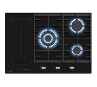 PLAQUE DE CUISSON MIXTE INDUCTION ET GAZ 5 ZONES - VERRE NOIR - ZONE FLEXIBLE AVEC BOOSTER ET DOUBLE COURONNE 11700 W - BELDEKO