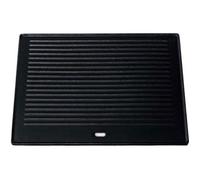 Plaque de cuisson pour barbecue en fonte - Anthracite - Réversible lisse et rainurée - 41 3x30 5 cm