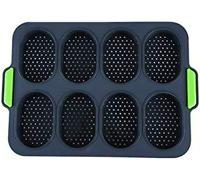 Plaque de cuisson pour mini baguettes, moules à petits pains, moule à baguette en silicone anti-adhésif, 8 unités, de qualité alimentaire, gris foncé