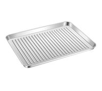 Plaque de Cuisson Professionnelle en Acier Inoxydable, Grand Format | Usage Four et Vapeur, Conduction Homogène, Antiadhésif, Argenté, Pizza et Raviolis
