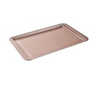 Plaque de cuisson rectangulaire antiadhésive en acier au carbone for biscuits, tartes, pizzas, rôtis, muffins, pain(Rose L)
