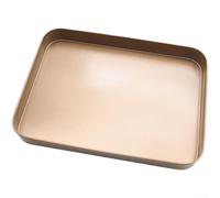 Plaque de cuisson rectangulaire en acier à haute teneur en carbone, sans revêtement, avec poignées, pour une répartition uniforme de la chaleur, noir ou doré, pour pain, gâteaux, non (doré)