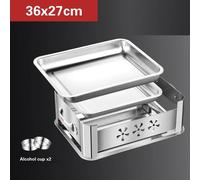 Plaque de cuisson rectangulaire en acier inoxydable,en tissu commercial,pour poisson grillé,barbecue,pot spécial - Type 36x27cm #G