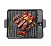 Plaque de cuisson rectangulaire, pour cuisinière à gaz, poêle à gril, 37 x 26 cm, poêle à griller antiadhésive pour réchaud de camping, à induction, gaz, vitrocéramique