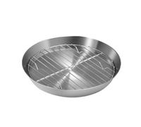 Plaque de cuisson ronde pour rôtir la dinde avec acier inoxydable et aluminium - Convient pour la cuisine et un usage quotidien - Anti-adhésif (20 cm)