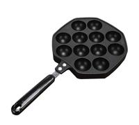 Plaque de Cuisson Takoyaki Antiadhésive en Aluminium Noir pour Boulettes | Moule à Poulpe, Surface Légère et Sûre, Design Ergonomique, pour Boulettes de Poisson, la Cuisine Maison
