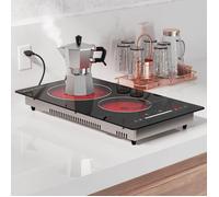 Plaque de cuisson vitrocéramique 2 foyers - TRAHOO - 3000W - 29x52x4,5 cm - 9 niveaux de puissance - Verrouillage enfant