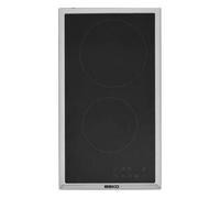 Plaque de cuisson vitrocéramique 2 plaques Beko HDMC32400TX - Niche - largeur : 27 cm - profondeur : 49 cm - avec garnitures en acier inoxydable - noir