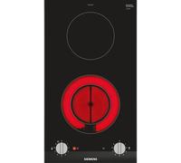 Plaque de cuisson vitrocéramique 2 plaques Siemens iQ300 ET375CFA1E - Niche - largeur : 27 cm - profondeur : 49 cm - avec bord avant avec facettes, - avec garnitures latérale en acier inoxydable - alu