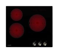 Plaque de cuisson vitrocéramique 3 foyers - 5200 W - BELDEKO - commandes par manettes/boutons - encastrable 56 × 49 cm - contrôle mécanique facile