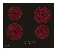 Plaque de cuisson vitrocéramique 4 foyers - 6000 W - BELDEKO - Verre noir - Commandes tactiles - Minuteur multi-zones - Verrouillage enfant - Encastrable 56 × 49 cm
