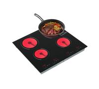 Plaque de cuisson vitrocéramique, 4 plaques avec commande à bouton, cuisinière électrique encastrable, réglage de la puissance à 9 niveaux, minuterie de 0 à 120 minutes, protection contre la