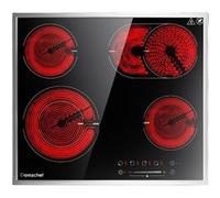 Plaque de cuisson vitroceramique 6600W, AMZCHEF plaque vitroceramique 4 feux avec 9 niveaux de puissance, Minuterie 0-99 minutes