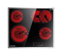 Plaque de cuisson vitroceramique 6600W, AMZCHEF plaque vitroceramique 4 feux avec 9 niveaux de puissance, Minuterie 0-99 minutes