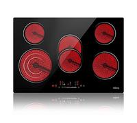 Plaque de cuisson vitrocéramique encastrable IsEasy 77 cm, 5 zones, 8600 W, commandes tactiles, 9 niveaux de chauffe, indicateur de chaleur résiduelle, arrêt automatique, câble de raccordement inclus