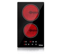 Plaque de cuisson vitrocéramique IsEasy Domino 29,5 cm, 2 zones électriques avec prise, 3000 W, commandes tactiles, 9 niveaux de chauffe, minuteur, sécurité enfants