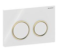 Plaque de déclenchement Geberit Omega 20 Ronde 115085KK1 blanc / plaquée or, pour réservoir Omega
