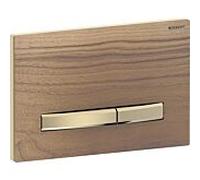 Geberit Sigma50 plaques de déclenchement, pour rinçage à 2 quantités, couleur métal laiton, anguleux, 115.672.JX.2, Couleur: laiton / noyer américain