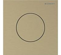 Plaque de déclenchement Geberit type 40 246118QF1 pour commande d'urinoir, avec actionnement pneumatique de la chasse d'eau, ronde, laiton brossé