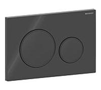Plaque d'actionnement ronde Geberit Sigma 20 115882DW1, plaque/bouton noir, anneau noir mat, pour double chasse d'eau
