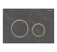 Plaque de déclenchement ronde Geberit Sigma 50 115650JM1 Plaque/bouton Mustang ardoise, anneau or rose, pour chasse d'eau 2 mesures