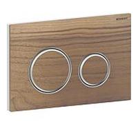 Geberit Plaque d'actionnement Sigma 50 ronde – bouton chromé, noyer, anneau chromé