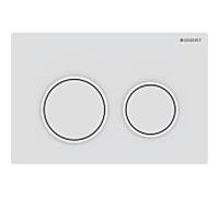 Geberit Plaque de commande Omega20, pour rinçage 2 volumes, Coloris: laqué blanc mat, revêtement easy-to-clean / blanc - 115.085.01.1