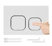 Plaque de déclenchement WC, compatible avec Geberit Sigma, UP300 & UP320, Double chasse 243 × 162 mm, avec set de tige de chasse et cadre de montage (Blanc)