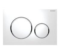 Plaque de déclenchement Geberit Sigma 20 115778KJ1 pour double chasse, plaque blanc , anneau chromé, poussoir blanc