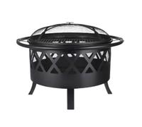 Plaque de feu avec grille - Barbecue de jardin - Foyer - Four de terrasse - Gril de fumage - Pour BBQ en plein air - Pour le jardin, la terrasse et la chaleur hivernale - R