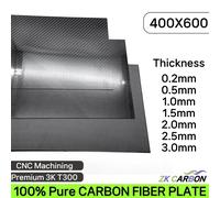 Plaque de feuille de Fiber de carbone 3K complète 600x400mm, panneau de panneau de carbone haute résistance épaisseur 0.5mm 1mm 1.5mm 2mm 2.5mm 3mm 4mm 5mm 1.0mm Glossy Plain