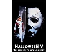 Plaque de film Halloween 5 : La Revanche de Michael Myers (1989) - Plaque en métal - 20,3 x 30,5 cm - Décoration murale rétro vintage