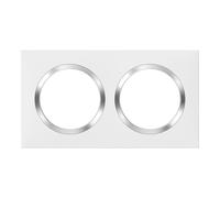 Plaque de finition 2 postes Dooxie blanc avec bague chromée Legrand