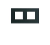 Plaque de finition 2 postes horizontal Gallery - Entraxe 71mm - Noir Night - WXP0212 - Hager