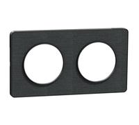 Plaque de finition 2 postes Schneider Electric Odace Kvadrat S540804KB coloris noir avec liseré anthracite l.156 x P.10 x H.85 mm