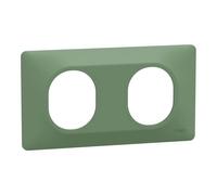 Plaque de finition 2 postes Schneider Electric Ovalis S320704B coloris vert forêt l.158 x P.10 x H.87 mm
