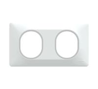 Plaque de finition 2 postes Schneider Electric Ovalis S320704F coloris blanc avec liseré argent chromé l.158 x P.10 x H.87 mm