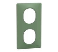 Plaque de finition 2 postes Schneider Electric Ovalis S320724B coloris vert forêt l.87 x P.10 x H.158 mm