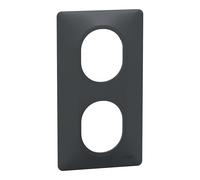 Schneider Electric - Ovalis - Plaque de finition - 2 postes Vertical - entraxe 71 mm - Anthracite - S340724