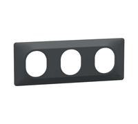 Schneider Electric - Ovalis - Plaque de finition - 3 postes Horizontal - entraxe 71 mm - Anthracite - S340706