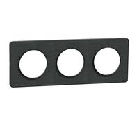 Plaque de finition 3 postes Schneider Electric Odace Kvadrat S540806KB coloris noir avec liseré anthracite l.227 x P.10 x H.85 mm