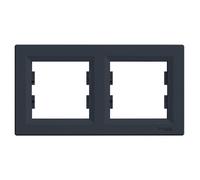 Plaque de finition double horizontale Anthracite Asfora Schneider