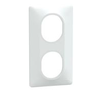 Plaque de finition double verticale Schneider Electric Ovalis blanche