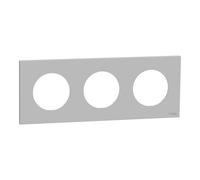 Plaque de finition en saillie 3 postes Schneider Electric Odace gris galet