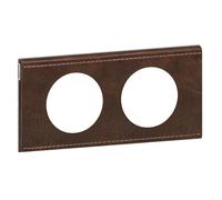 Plaque de finition LEGRAND Céliane 2 postes cuir texturé - Marron